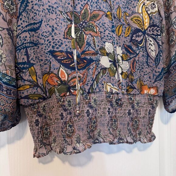 Fig & Flower Boho Floral Smocked Tiered Ruffle 2 Piece Skirt Set Women’s Size PM - Picture 9 of 13